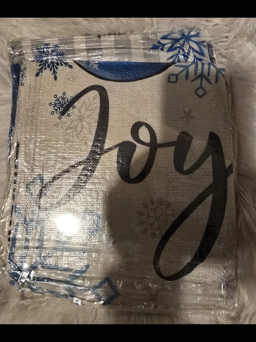 Holiday Snowman & Plaid Blue Decorative Throw Pillow Covers - Set of 4. NEW.